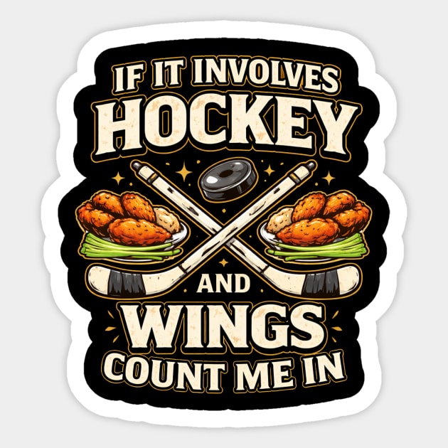 If It Involves Hockey And Wings Count Me In Sticker by ArtistTee ⭐⭐⭐⭐⭐
